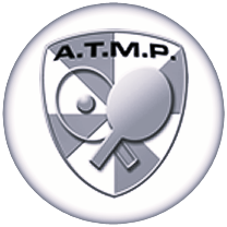 Logo ATMP preto branco Bolas em fundo